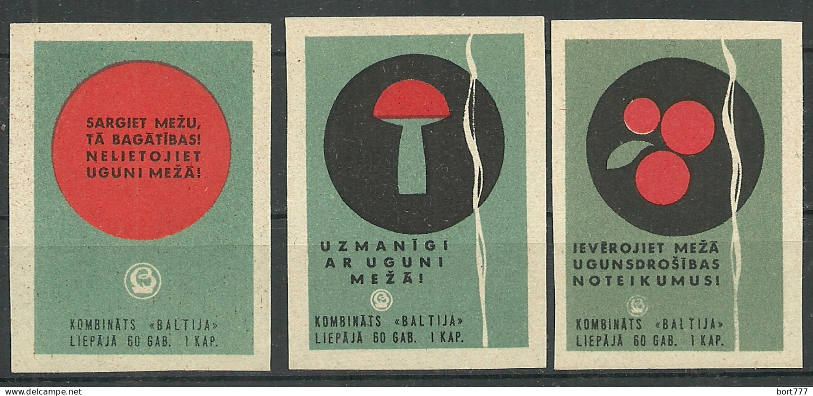 Latvia Factory Baltija (Liepaja ) , Complekt 3 Matchbox Labels   - Luciferdozen - Etiketten