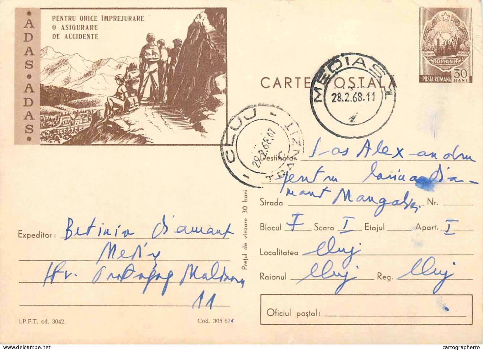 Postal Stationery Postcard Romania ADAS Asigurare - Roumanie