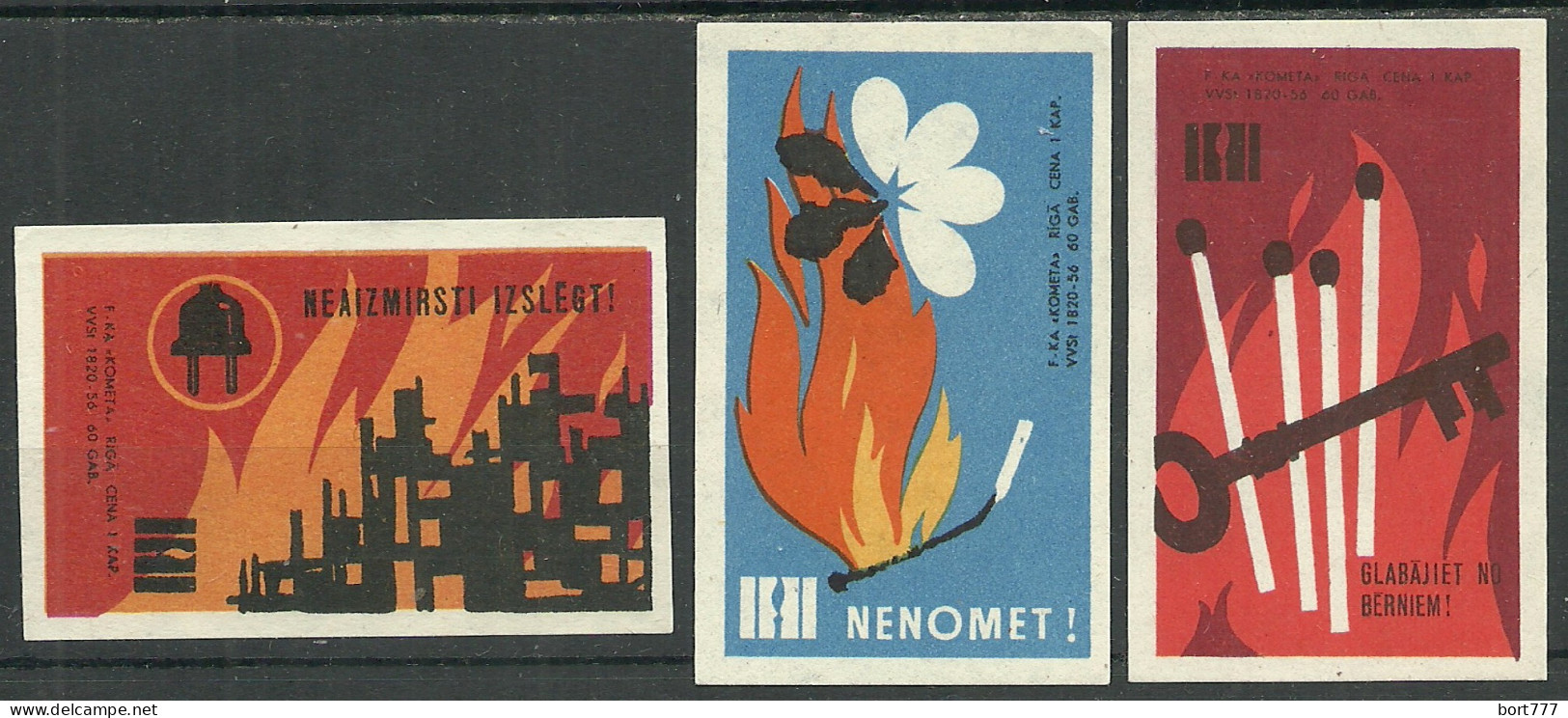 Latvia Factory Kometa ( Riga ) 3 Matchbox Labels  - Cajas De Cerillas - Etiquetas