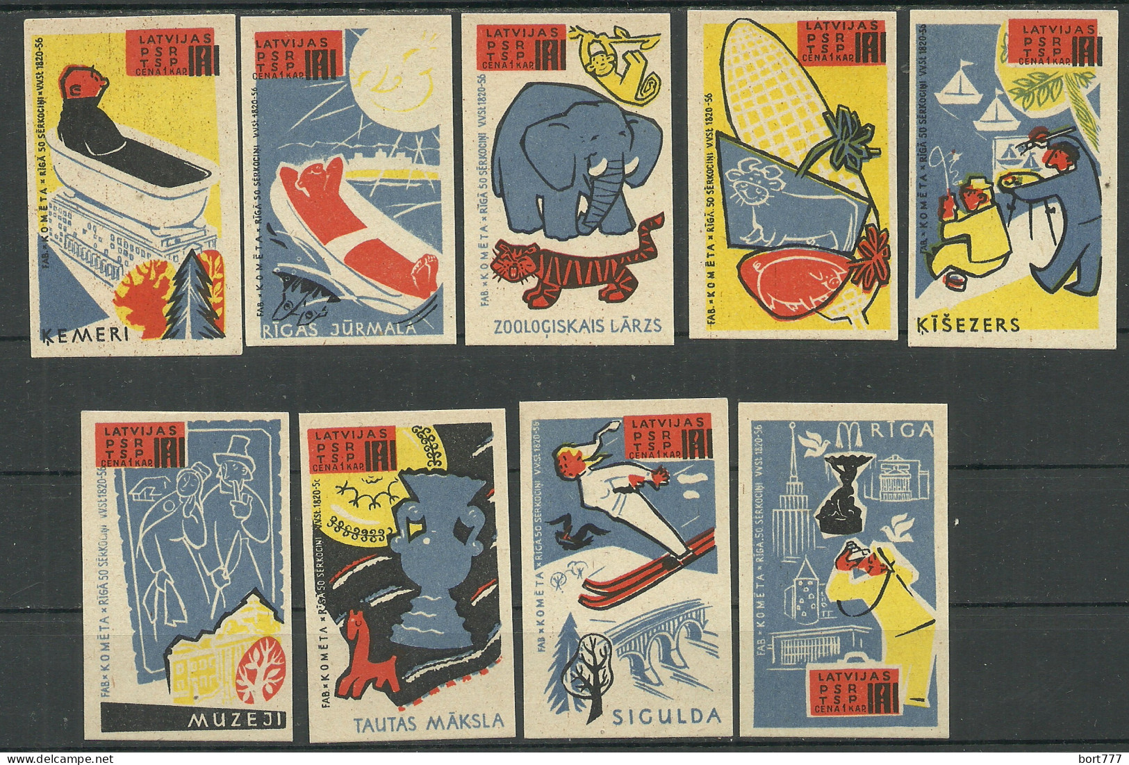 Latvia Factory Kometa ( Riga ) 9 Matchbox Labels  - Scatole Di Fiammiferi - Etichette