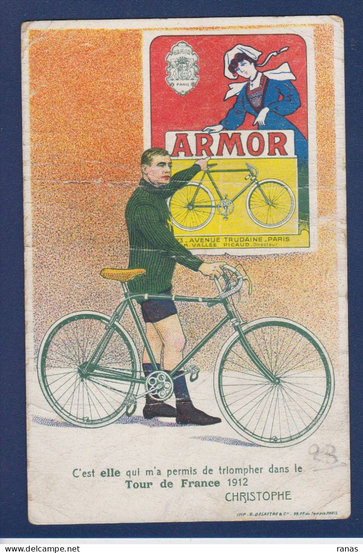 CPA Publicité Sport Cycle Cycliste écrite Publicitaire ARMOR Vélo Tour De France 1912 Christophe - Advertising