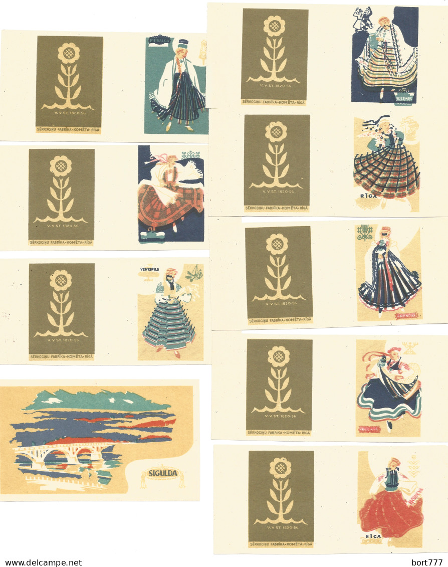RUSSIA 1960 Matchbox Labels - Latvian Folk Costumes (catalog# 69)  - Zündholzschachteletiketten