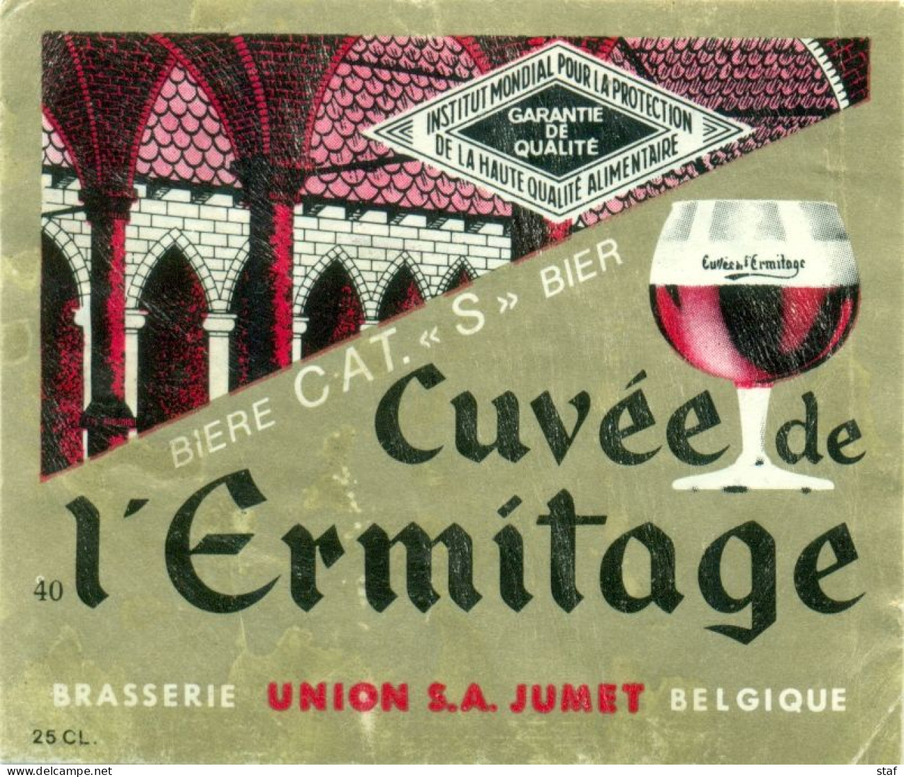 Oud Etiket Bier Cuvée De L'Ermitage - Brouwerij / Brasserie Union Te Jumet - Birra
