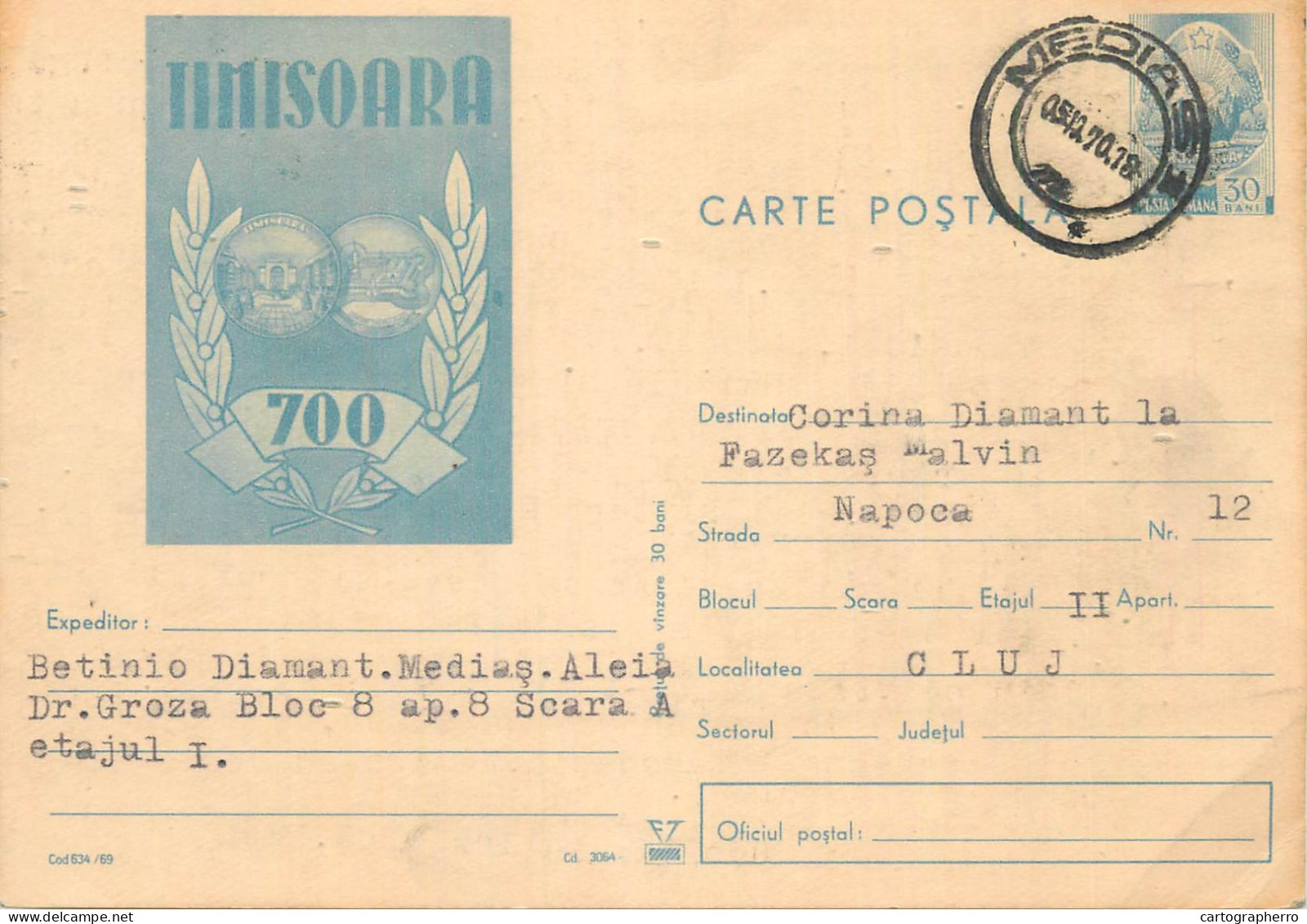 Postal Stationery Postcard Romania Timisoara 700 - Romania