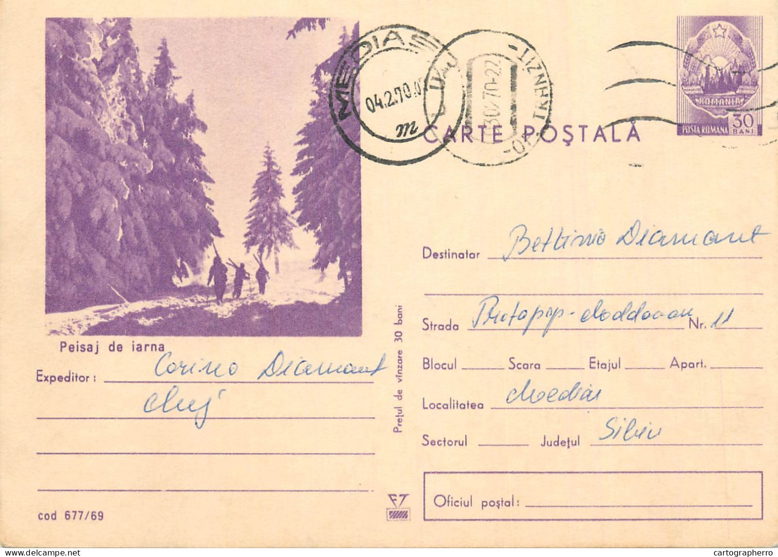 Postal Stationery Postcard Romania Peisaj De Iarna - Roumanie