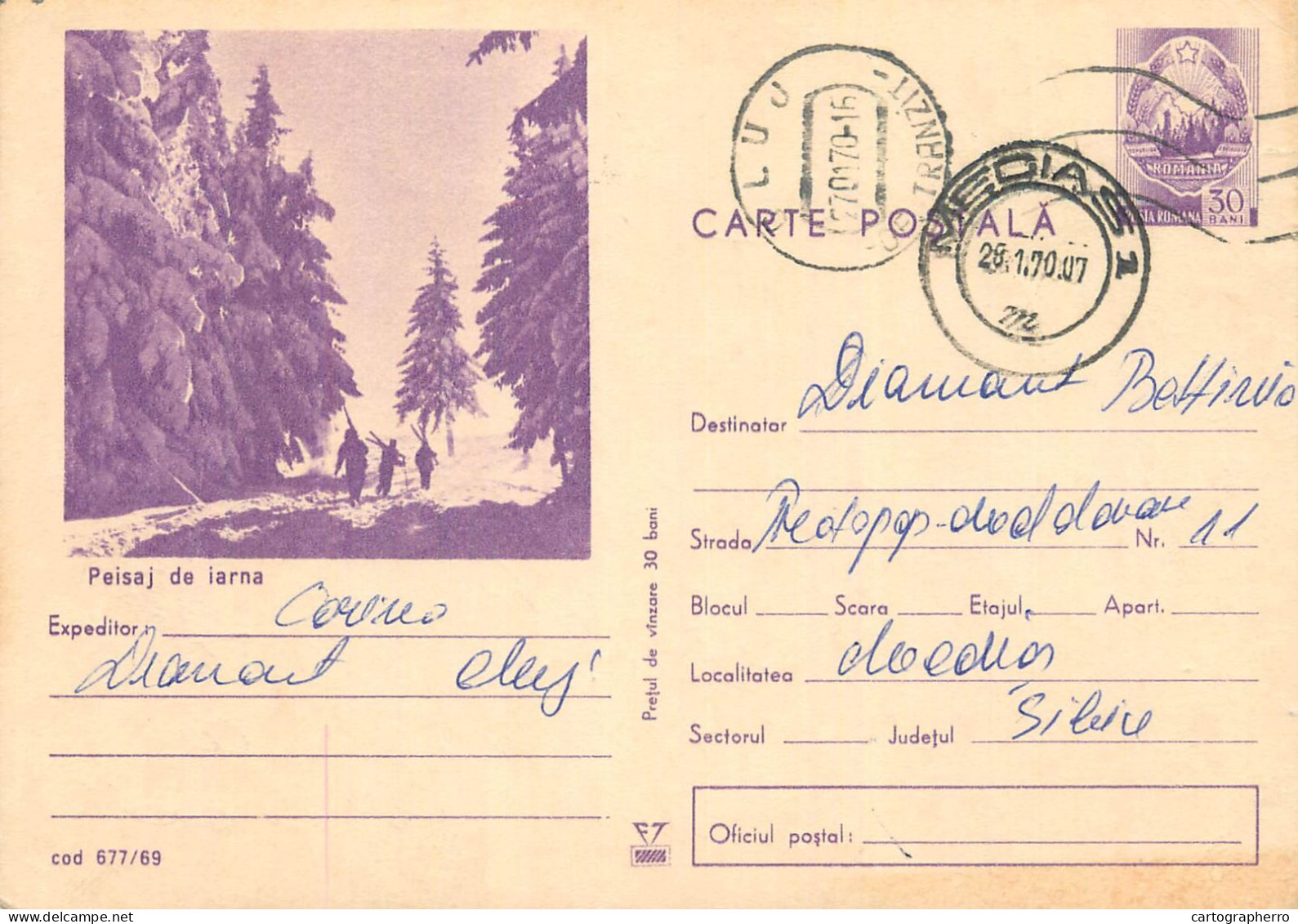 Postal Stationery Postcard Romania Peisaj De Iarna - Roemenië