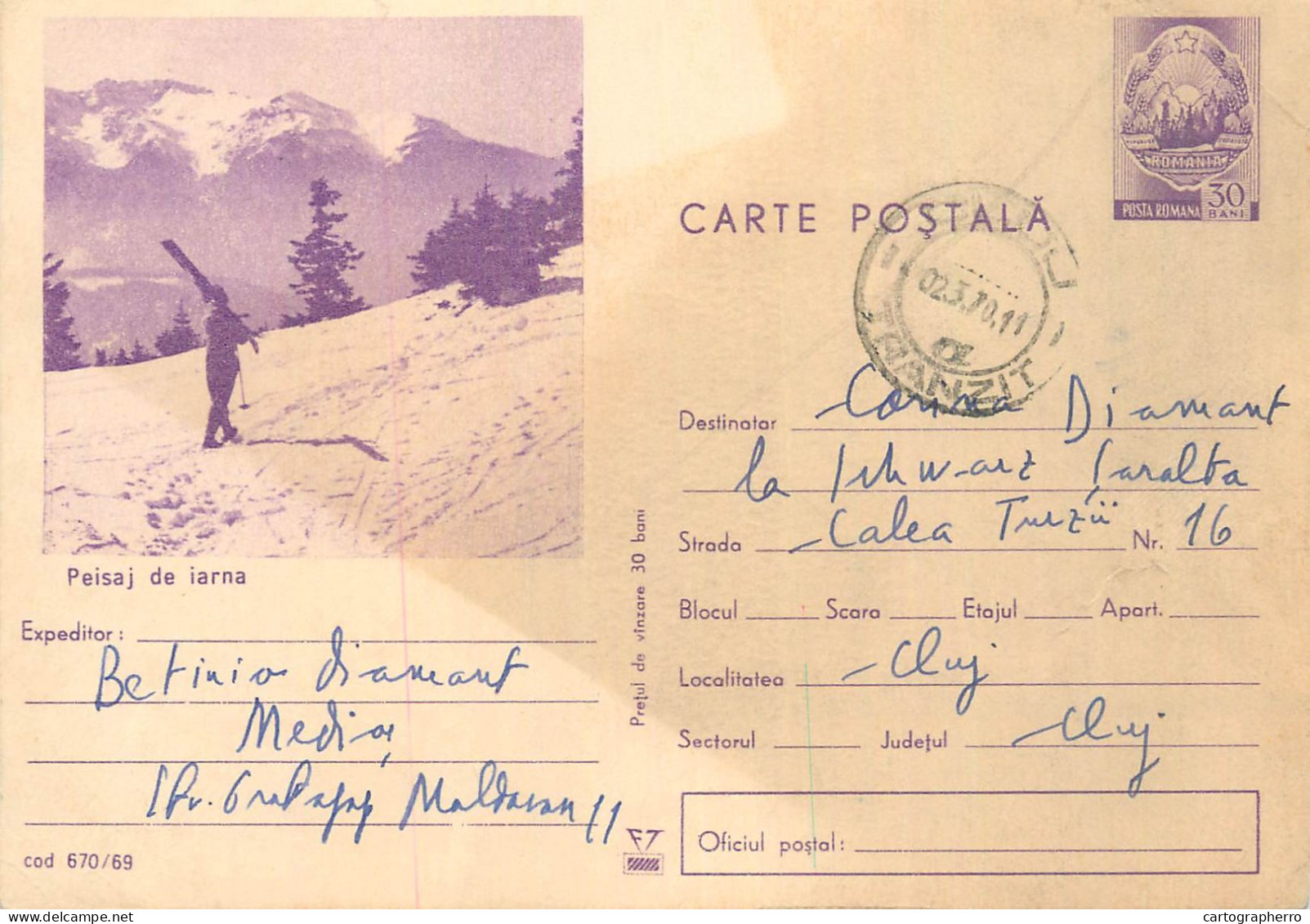 Postal Stationery Postcard Romania Peisaj De Iarna - Roumanie
