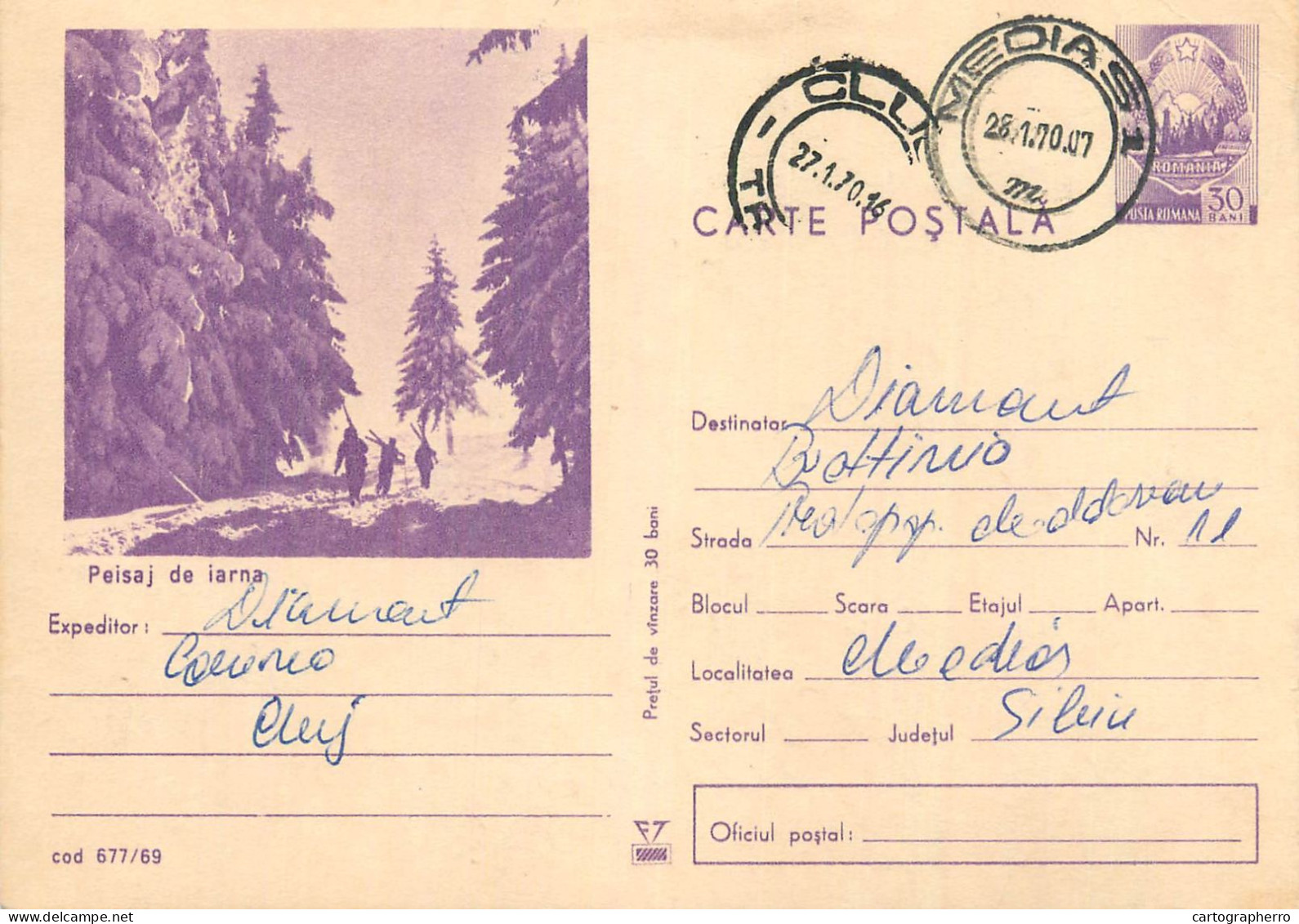 Postal Stationery Postcard Romania Peisaj De Iarna - Roumanie