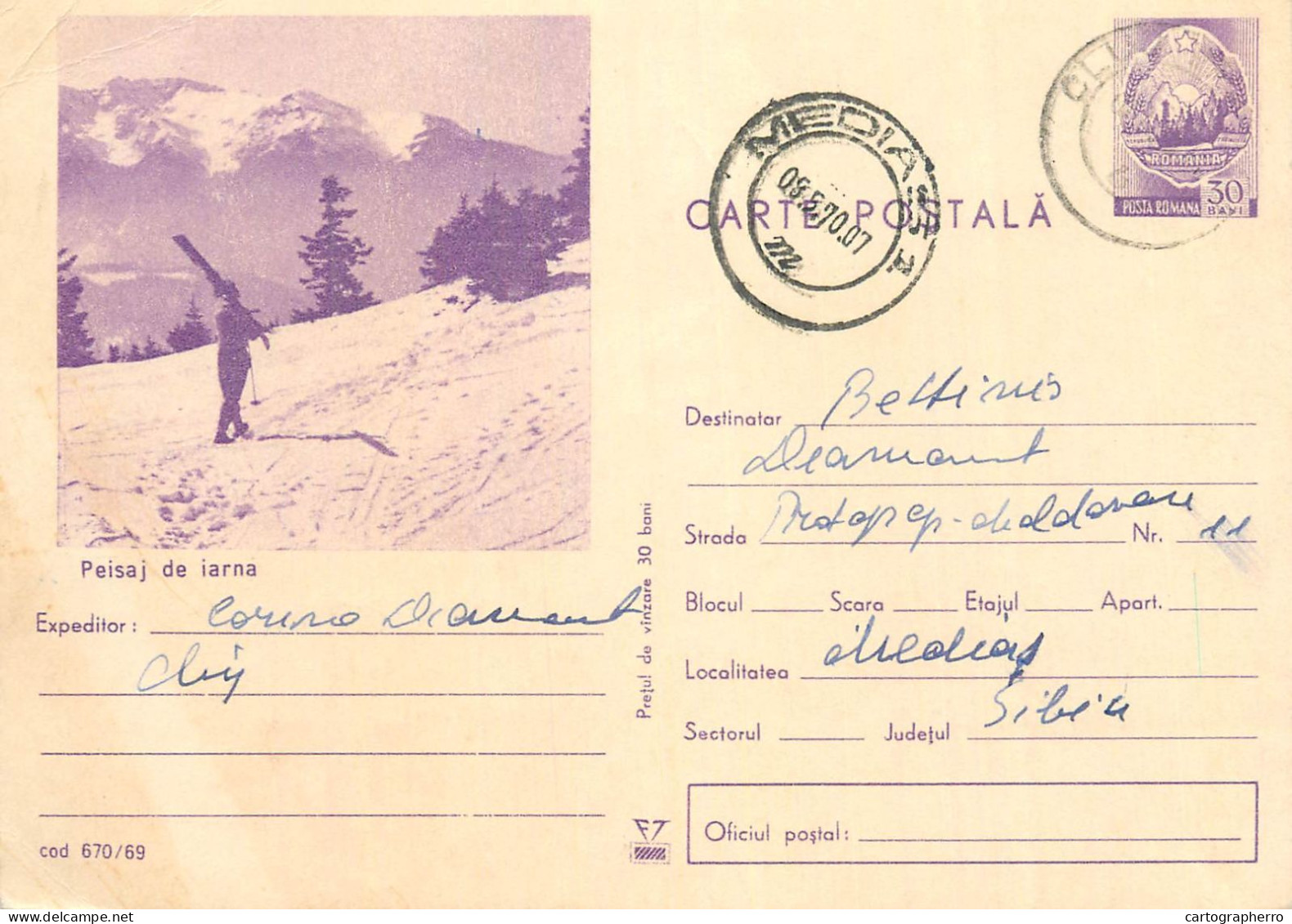 Postal Stationery Postcard Romania Peisaj De Iarna - Romania