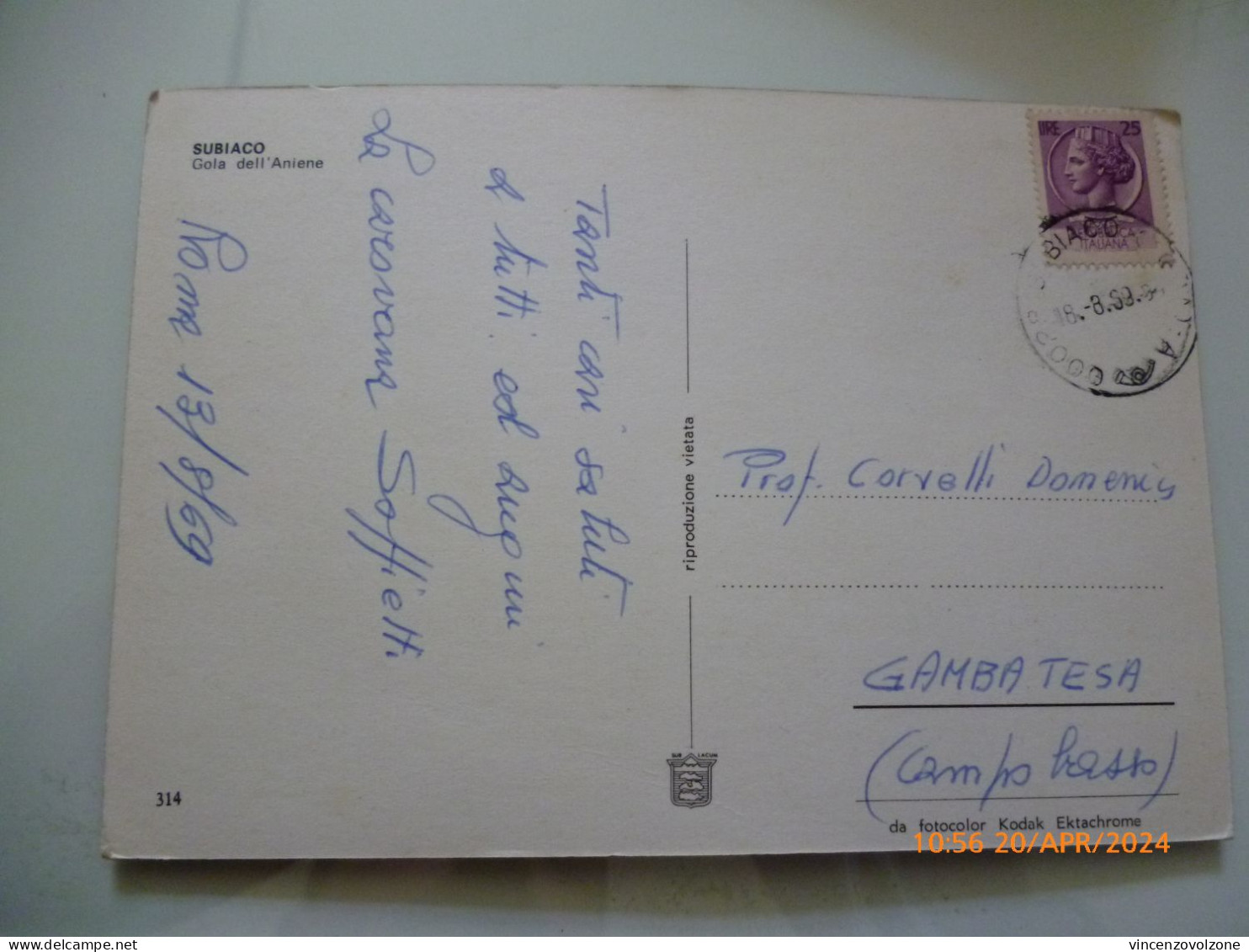 Cartolina Viaggiata "SUBIACO Gole Dell'Aniene" 1969 - Other & Unclassified