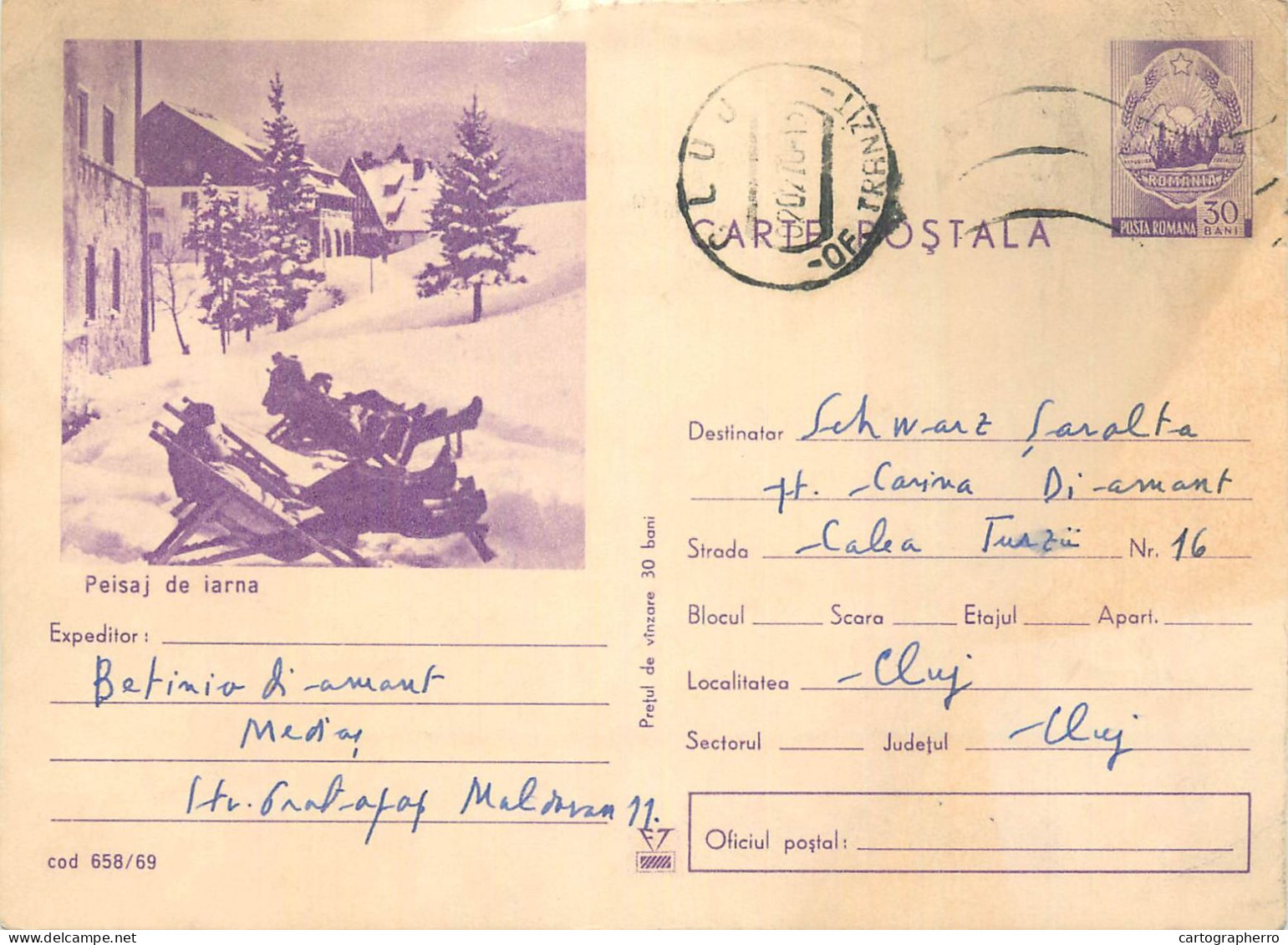 Postal Stationery Postcard Romania Peisaj De Iarna - Roemenië