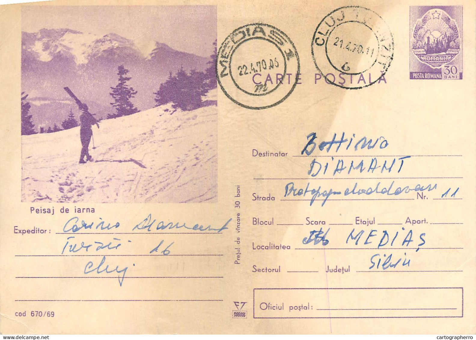 Postal Stationery Postcard Romania Peisaj De Iarna - Roemenië