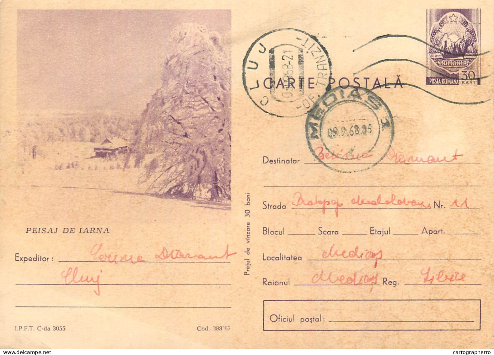 Postal Stationery Postcard Romania Peisaj De Iarna - Romania