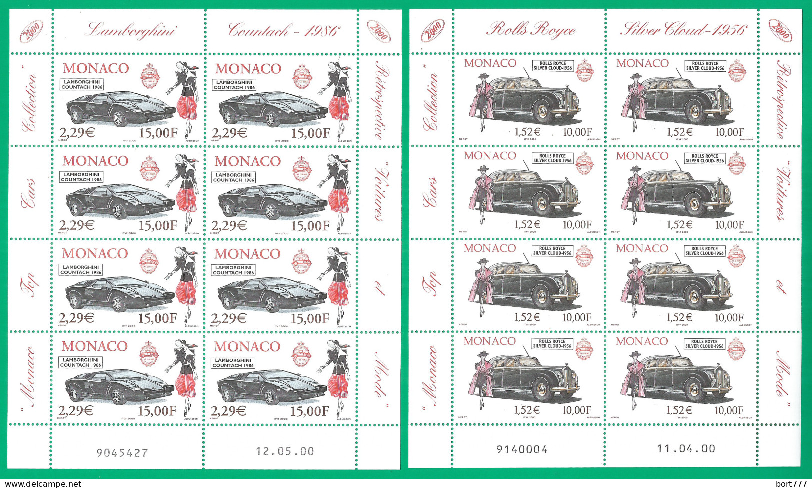 Monaco 2000 Year., 4 S/S Blocks Mint MNH (**) Cars - Blocks & Sheetlets