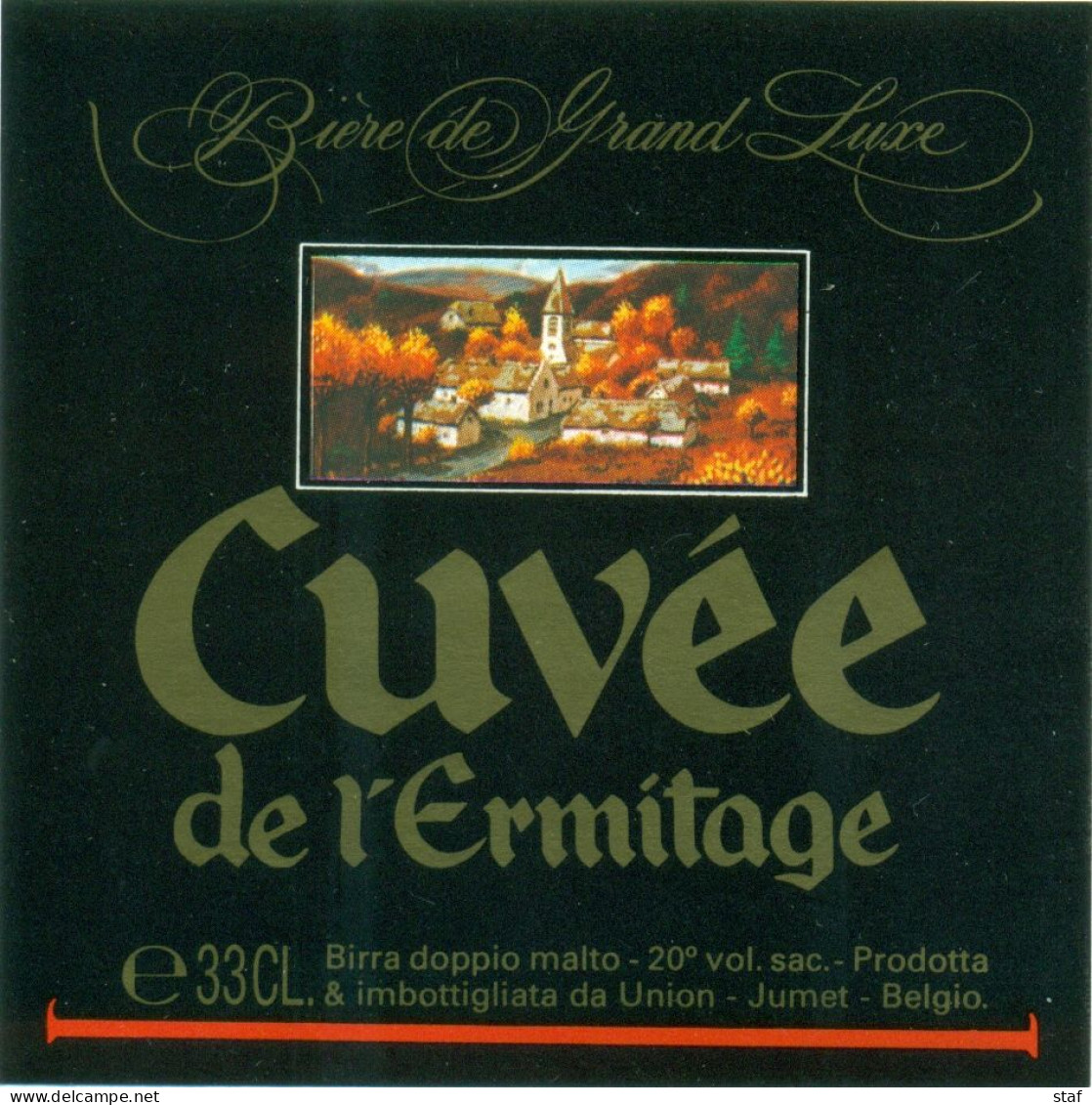 Oud Etiket Bier Cuvée De L'Ermitage - Brouwerij / Brasserie Union Te Jumet - Cerveza