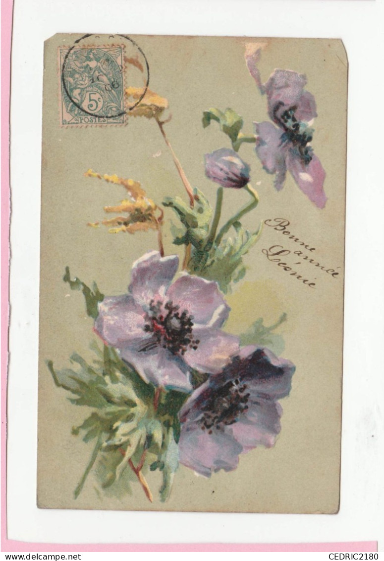 CARTE GAUFREE BONNE ANNEE FLEURS - Anno Nuovo