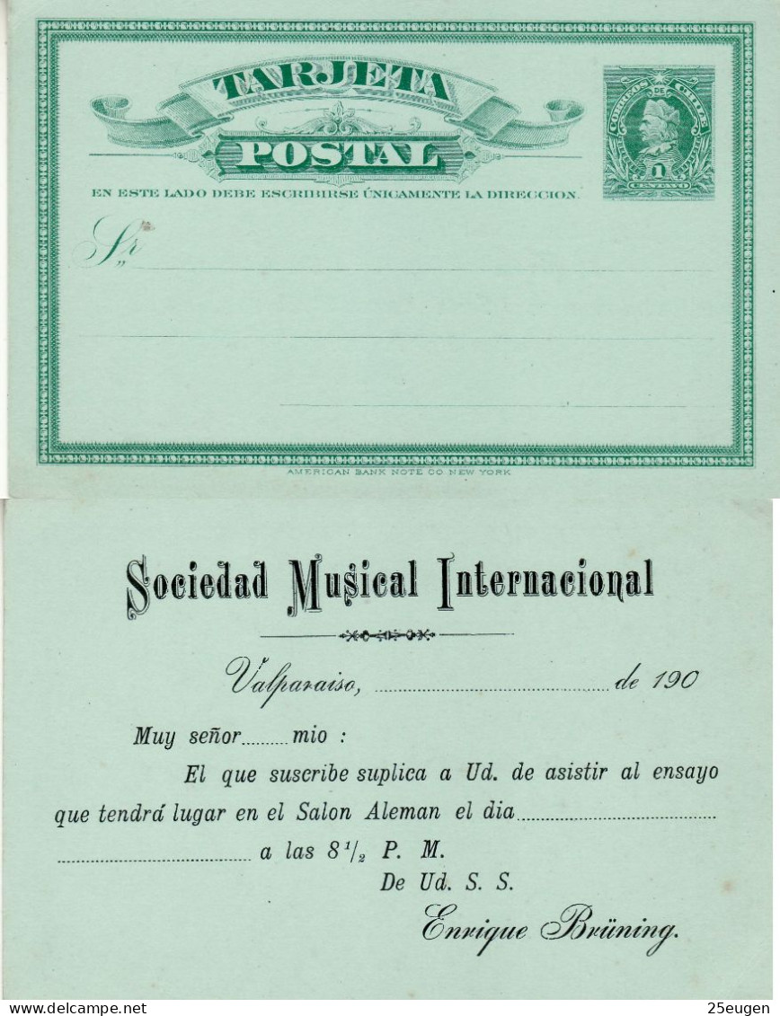 CHILE 1902 POSTCARD UNUSED - Chile