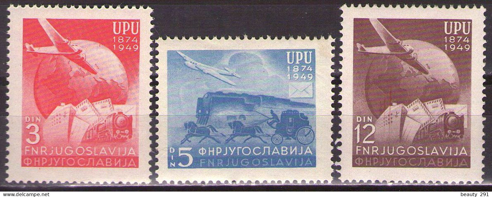Yugoslavia 1949 - 75th Anniversary Of UPU, Mi 578-580 - MNH**VF - Nuovi