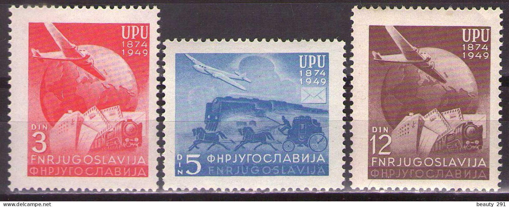 Yugoslavia 1949 - 75th Anniversary Of UPU, Mi 578-580 - MNH**VF - Unused Stamps