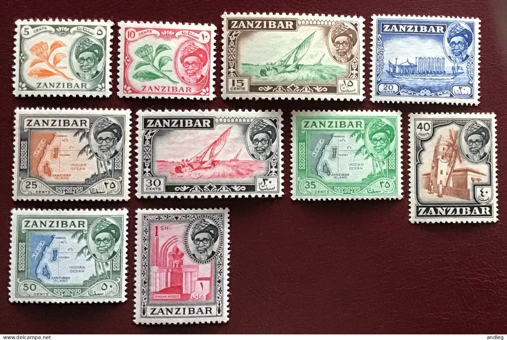 Zanzibar, 1957, Série MNH Jusqu’à 1 Shilling. - Autres - Afrique