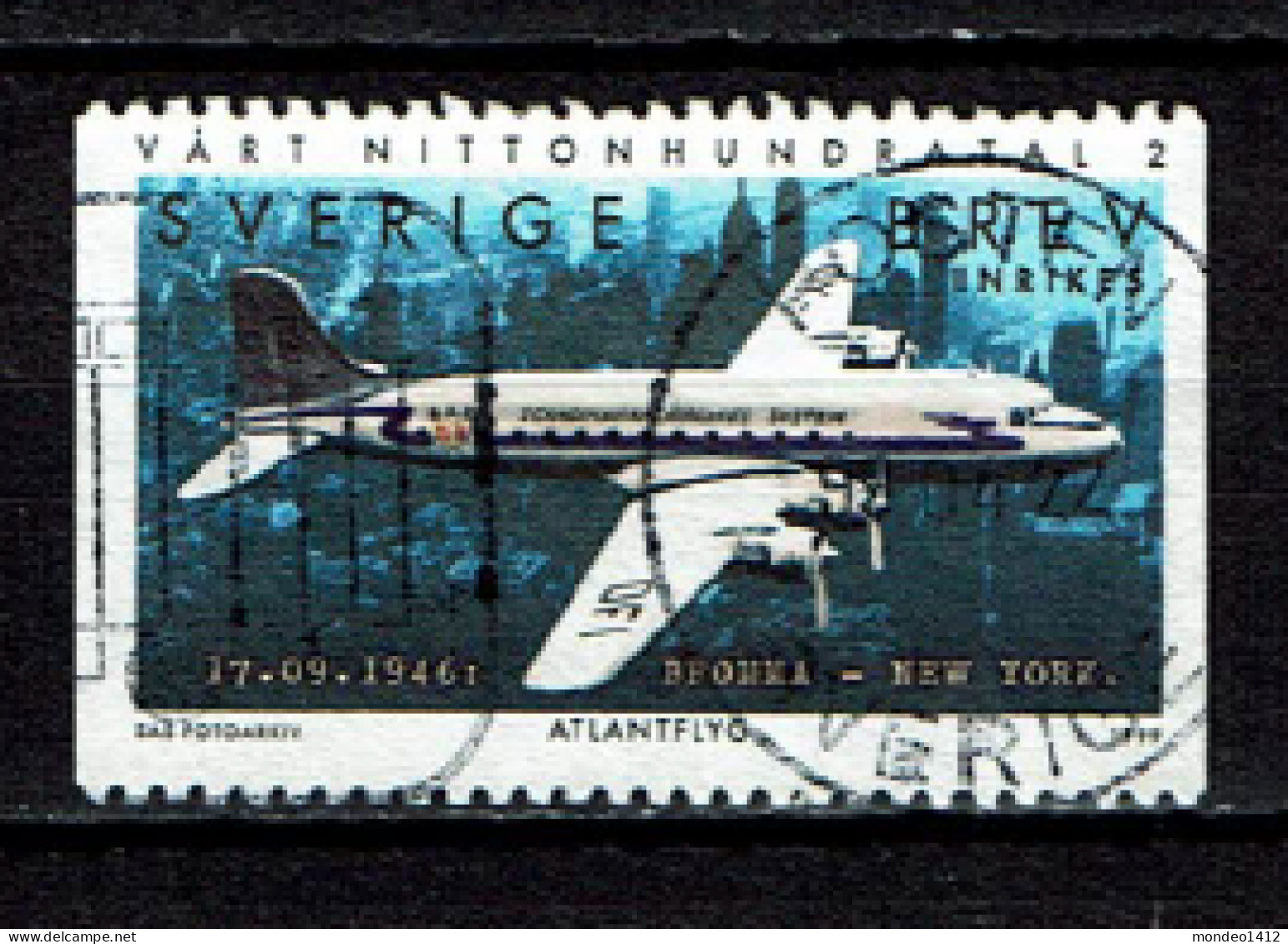 Sweden 1999 - Yv 2088 - 1e Ligne Transatlantique De La Cie SAS, Avion En Vol - Used - Used Stamps