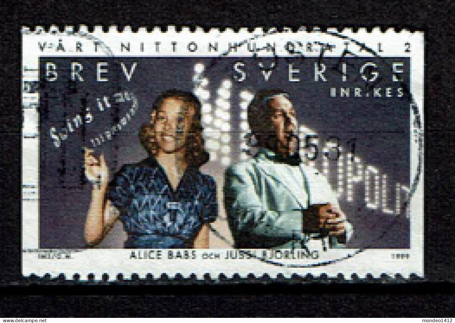 Sweden 1999 - Yv 2093 - Musique, Music, La Chanteuse De Jazz Alice Babs Et Ténor J. Björling - Used - Usados