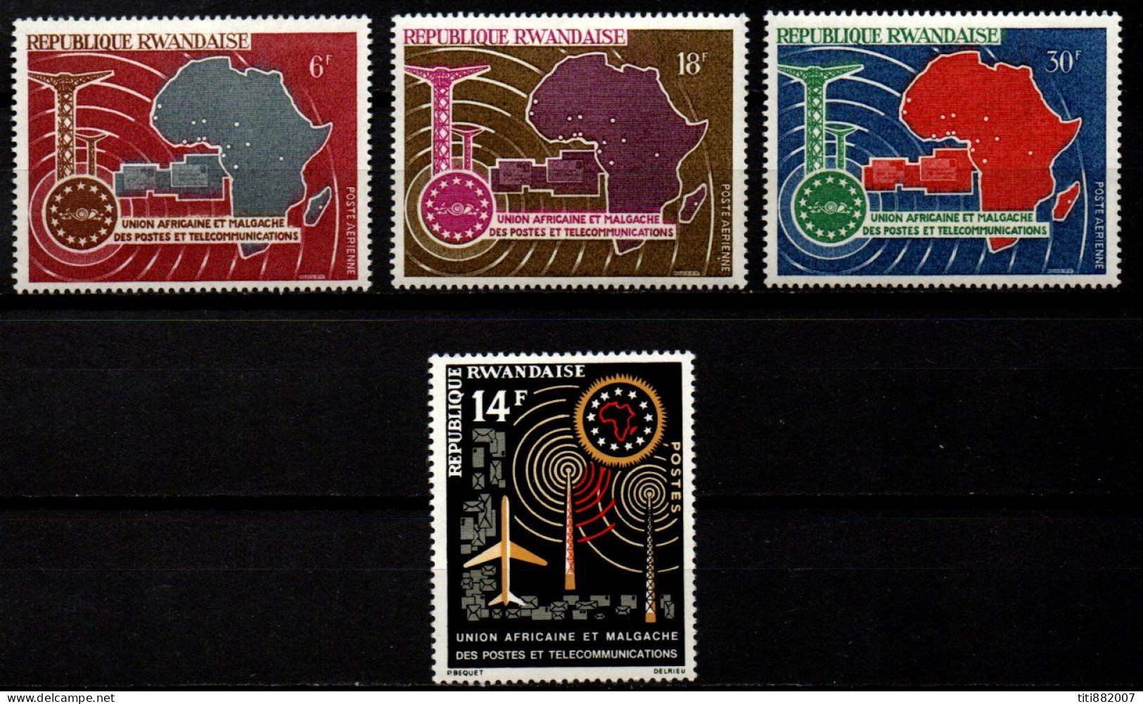 RUANDA     -  .Aéros.  .Série *  .   UAMPT  /  Télécommunications - Unused Stamps