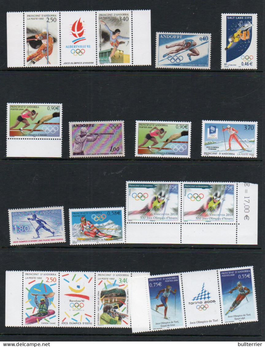 FRENCH ANDORRE - SMALL COLLECTION OF OLYMPCIS STAMPS MINT NEVER HINGED , SG CAT £54.75 - Unused Stamps