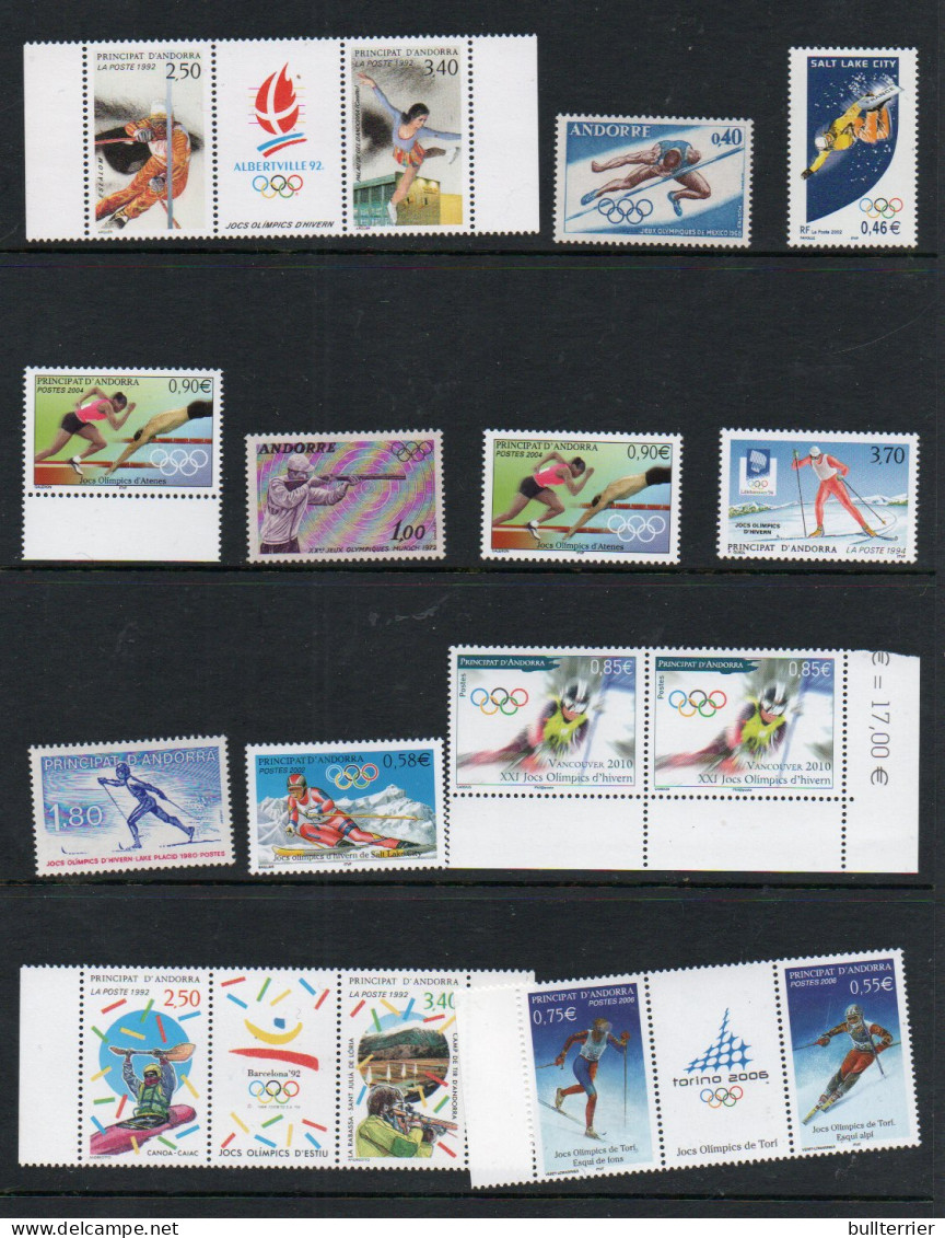 FRENCH ANDORRE - SMALL COLLECTION OF OLYMPCIS STAMPS MINT NEVER HINGED , SG CAT £54.75 - Neufs