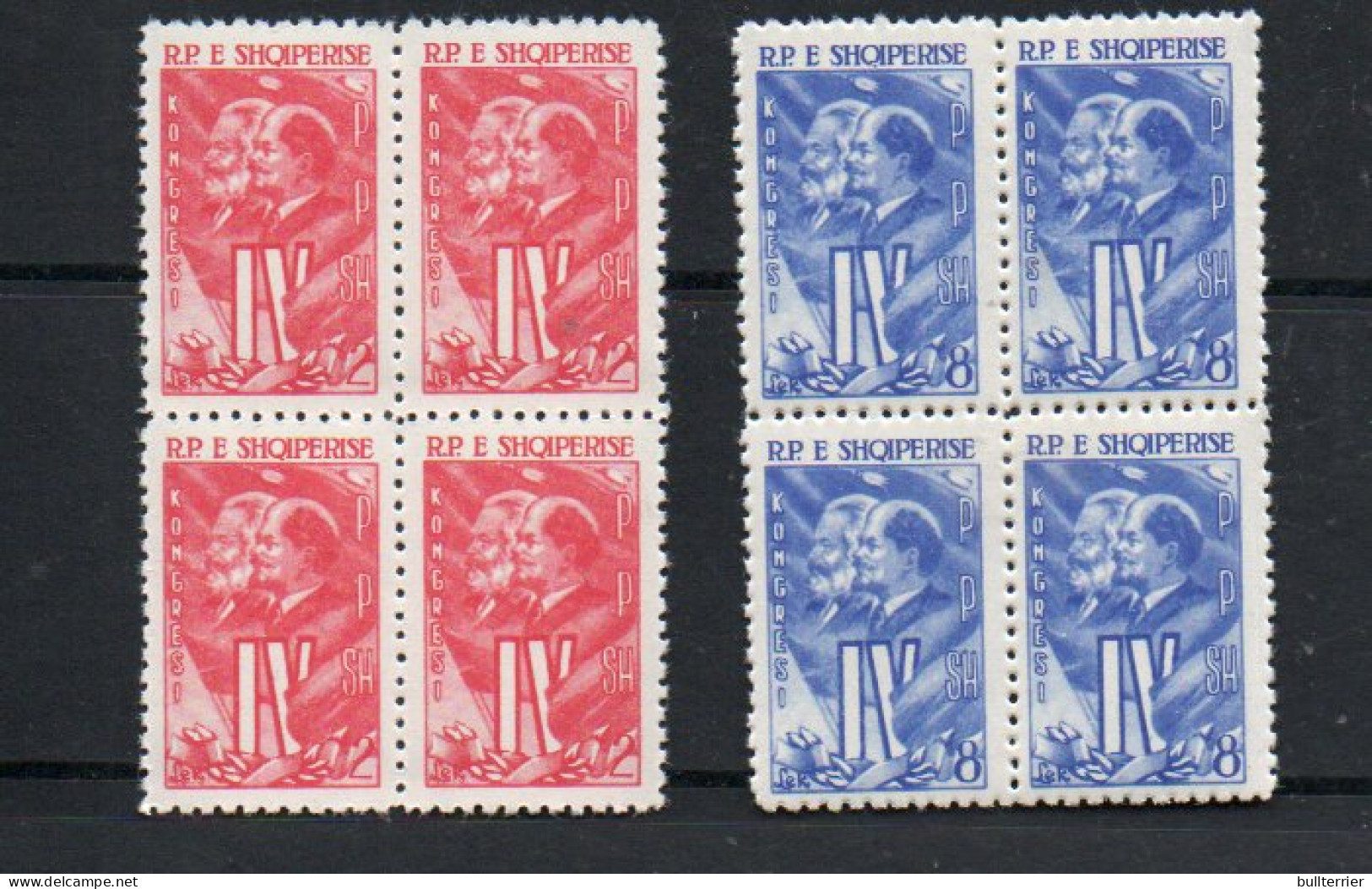 ALBANIA - 1961- WORKERS PARTY / LENIN & MARX (sg 667/7) SET OF 2 IN BLOCKS OF 4 MINT NEVER HINGED  ,SG £20.70 - Albanien