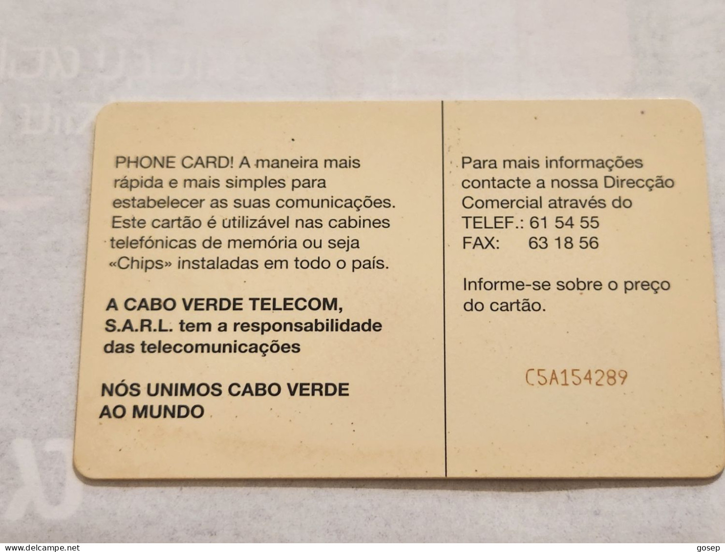 CPV-10)-COBE VARDE-Volcano-"VULCÃO-(4)-(C5A154289)-(50units)-used Card - Kapverden