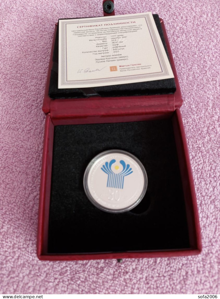 Armenien / Armenie / Armenia 2021.THE 30 ANNIVERSARY OF COMMONWEALTH OF INDEPENDENT STATES Silver Coin In Box  PROOF - Armenien