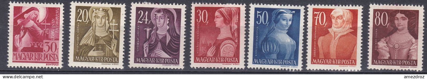 Hongrie 1944 Mi 753-759 * Série Complète Sainte Marguerite De Hongrie Et Hongrois Célèbres (A18) - Unused Stamps