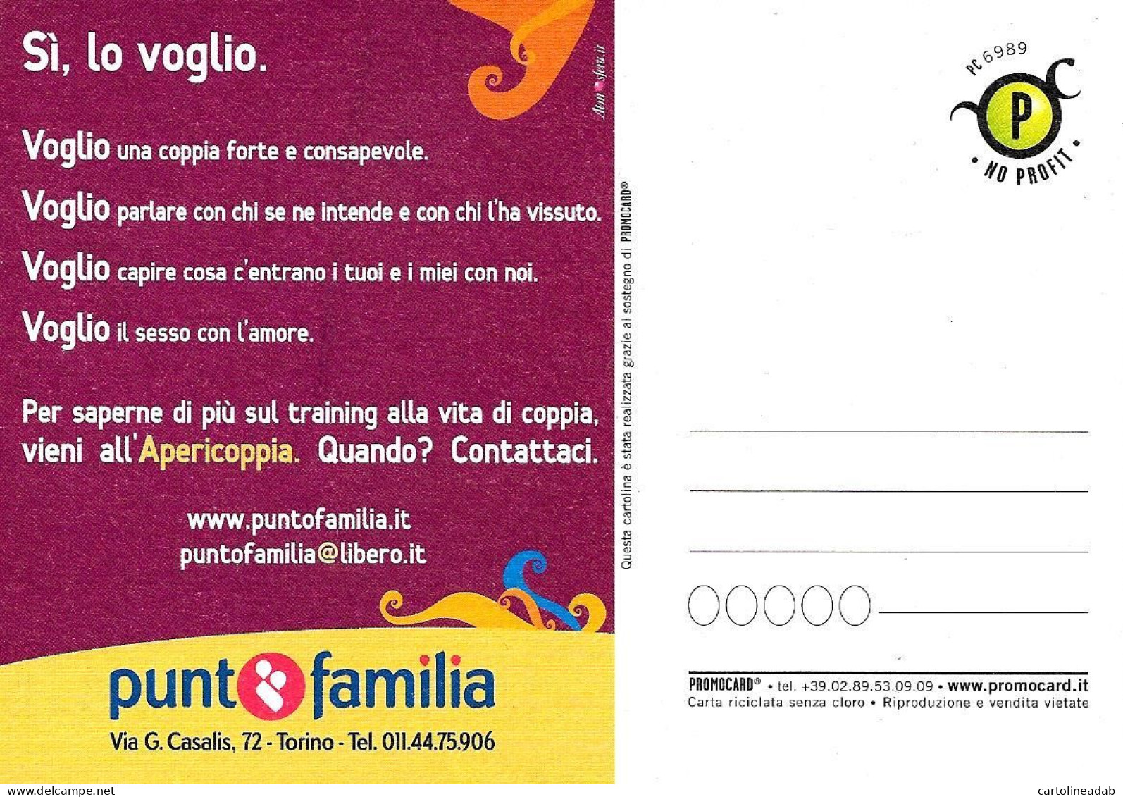 [MD9456] CPM - PUNTO FAMILIA - PROMOCARD 6989 - PERFETTA - Non Viaggiata - Advertising