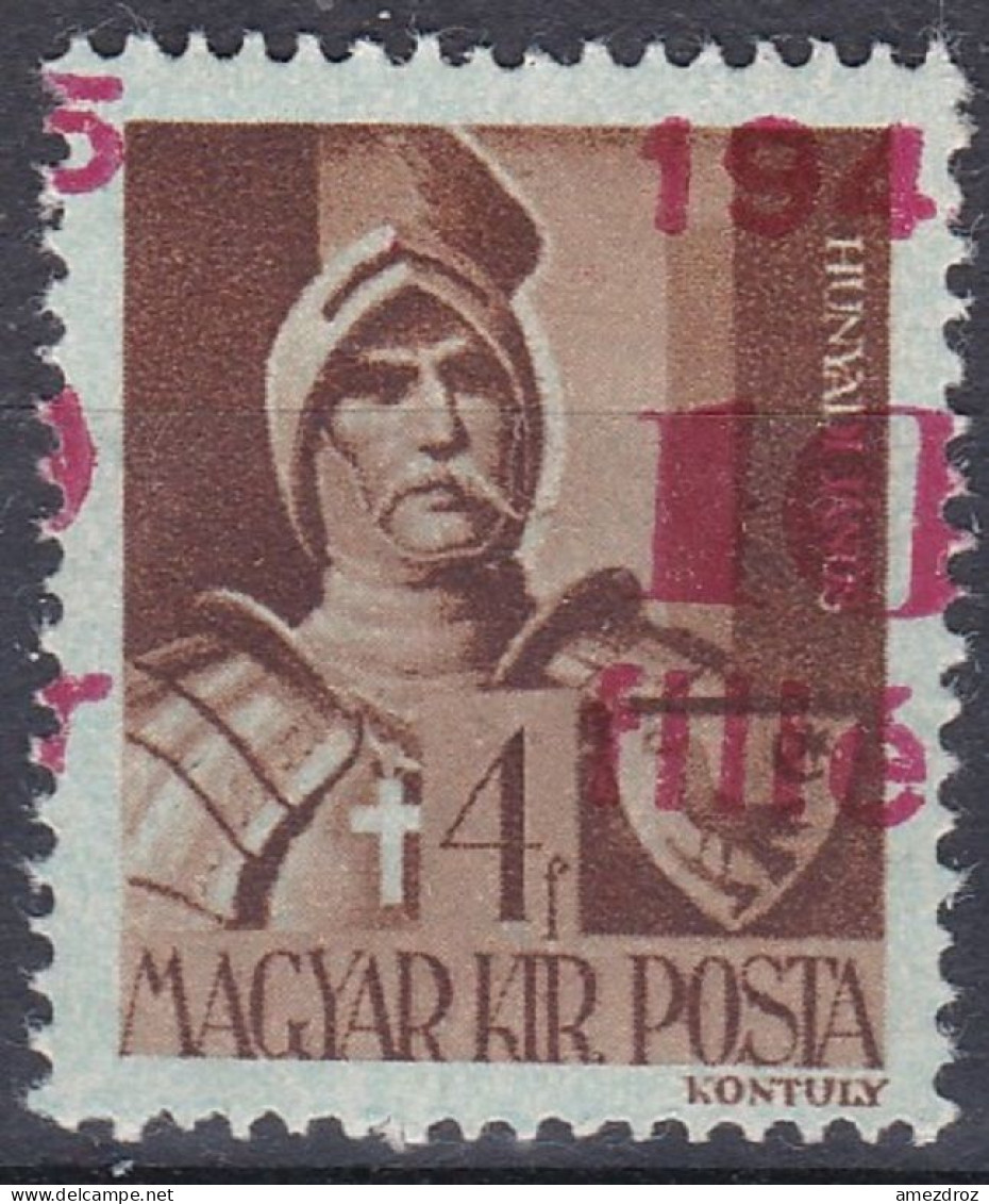 Hongrie 1945 Mi 778 * Johannes Hunyadi Surcharge à Cheval  (A18) - Unused Stamps