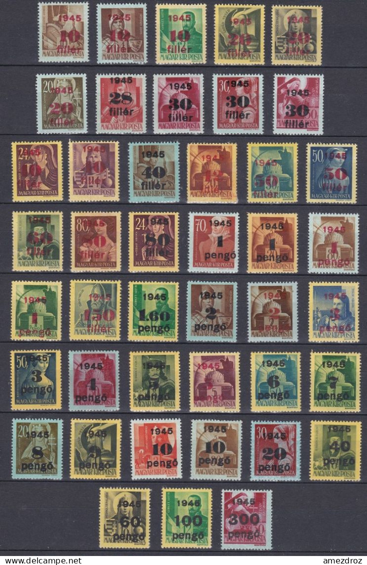 Hongrie 1945 Mi 778-820 * Série Complète Surimprimé 1945 Et Surtaxé (A18) - Unused Stamps