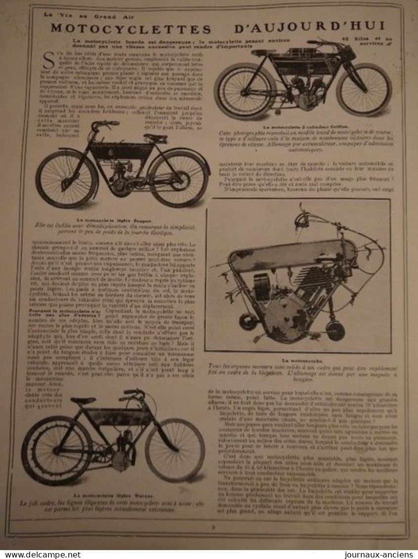 1908 LES MOTOCYCLETTES GRIFFON - PEUGEOT - MAGNAT ET DEBON - VIRATELLE - WERNER - MOTOSACOCHE - PERNOD - F. N. - 1900 - 1949