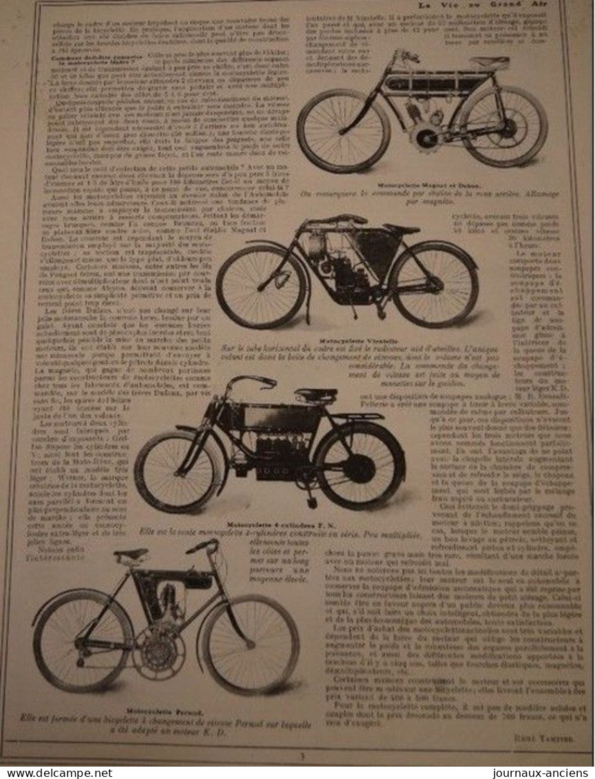 1908 LES MOTOCYCLETTES GRIFFON - PEUGEOT - MAGNAT ET DEBON - VIRATELLE - WERNER - MOTOSACOCHE - PERNOD - F. N. - 1900 - 1949