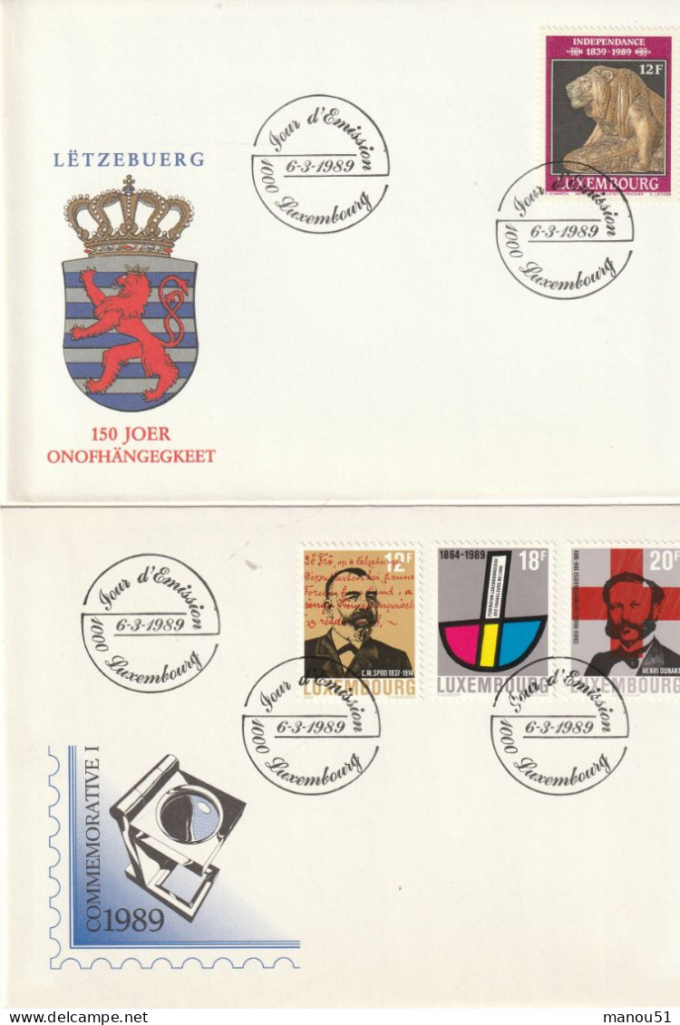 LUXEMBOURG - Emission Du 6 Mars 1989 - Lot De 5 Timbres + 3 Enveloppes 1er Jour - Other & Unclassified