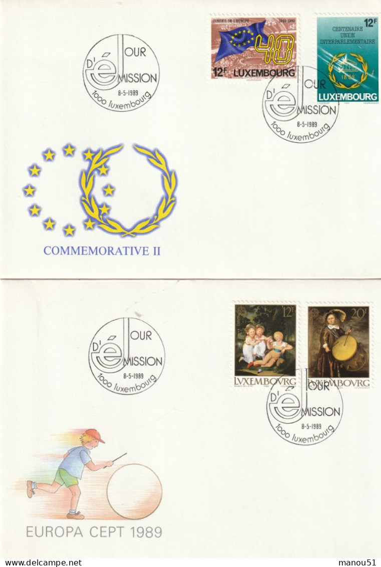LUXEMBOURG - Emission Du 8 Mai 1989 - Lot De 6 Timbres + 4 Enveloppes 1er Jour - Sonstige & Ohne Zuordnung