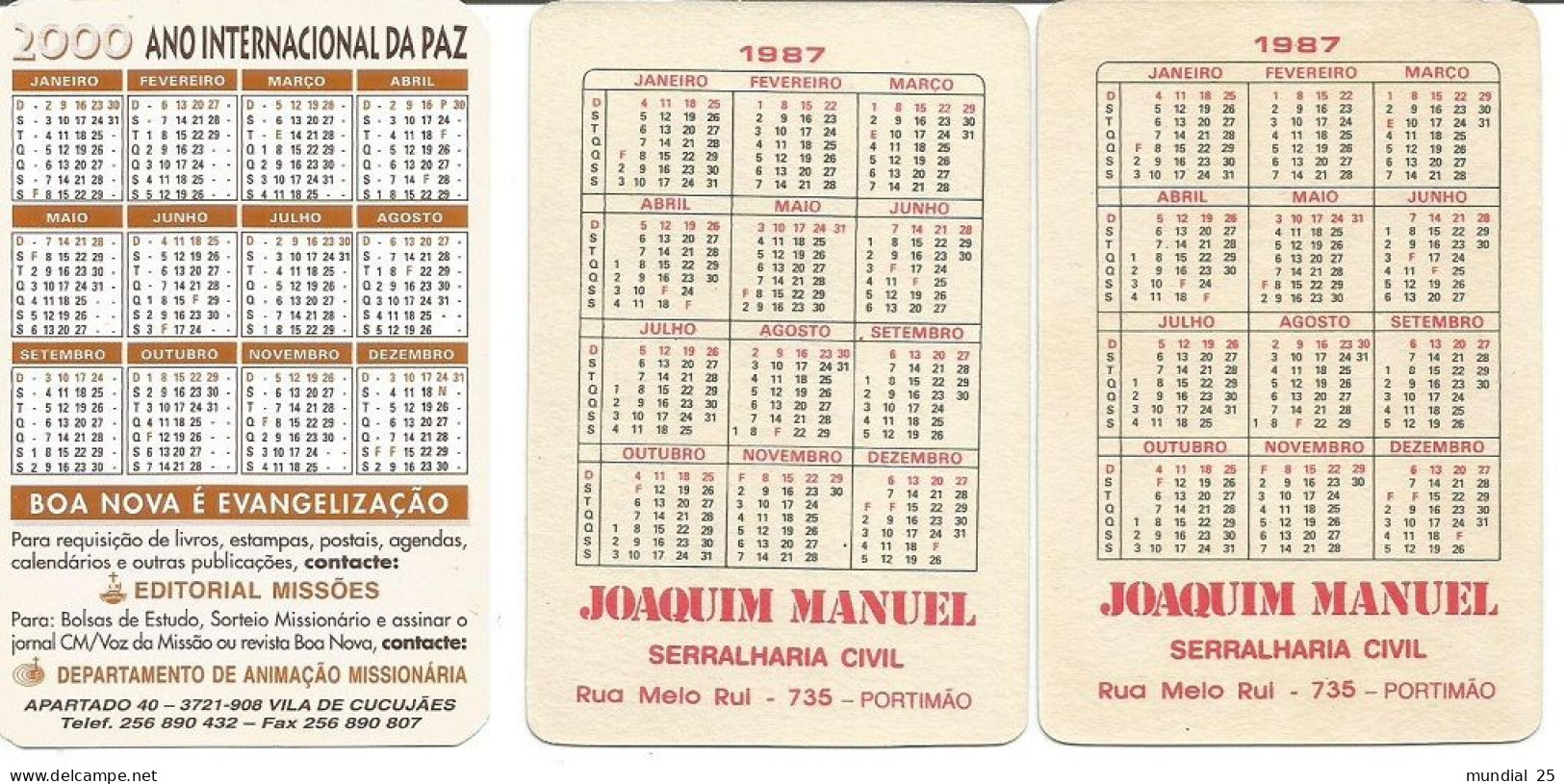 PORTUGAL 3 POCKET CALENDAR #18 - Petit Format : 2001-...