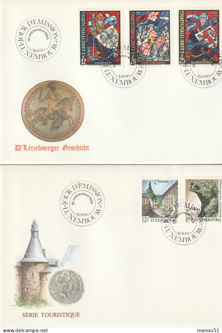 LUXEMBOURG - Emission Du 18 Septembre 1989 - Lot De 5 Timbres + 1 Carnet De 10 Timbres + 2 Enveloppes 1er Jour - Other & Unclassified