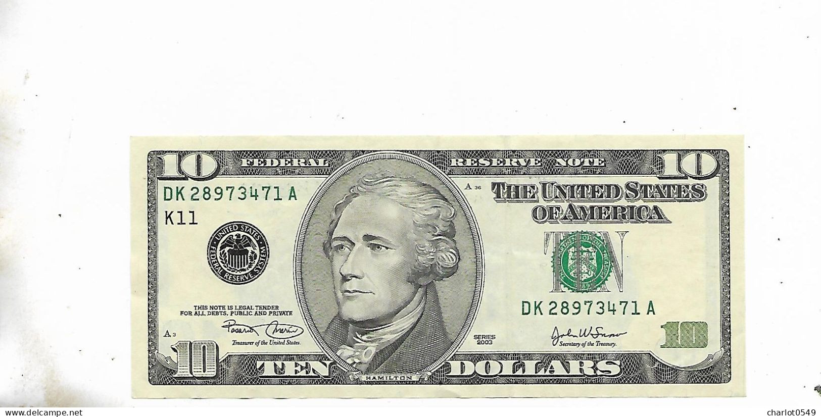 Ten Dollars Serie 2003 - Other & Unclassified