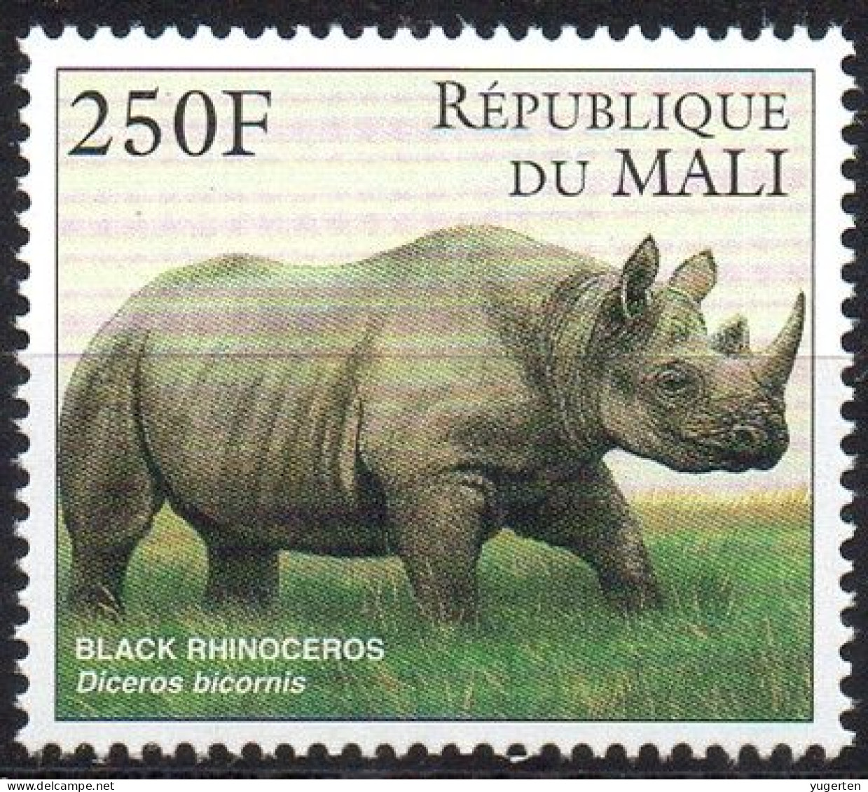 MALI 1997 -1v - MNH - Rhinoceros - Mammals - Nashorn - Neushoorn - Rinoceronte - Animals - Fauna Endangered - Rinocerontes