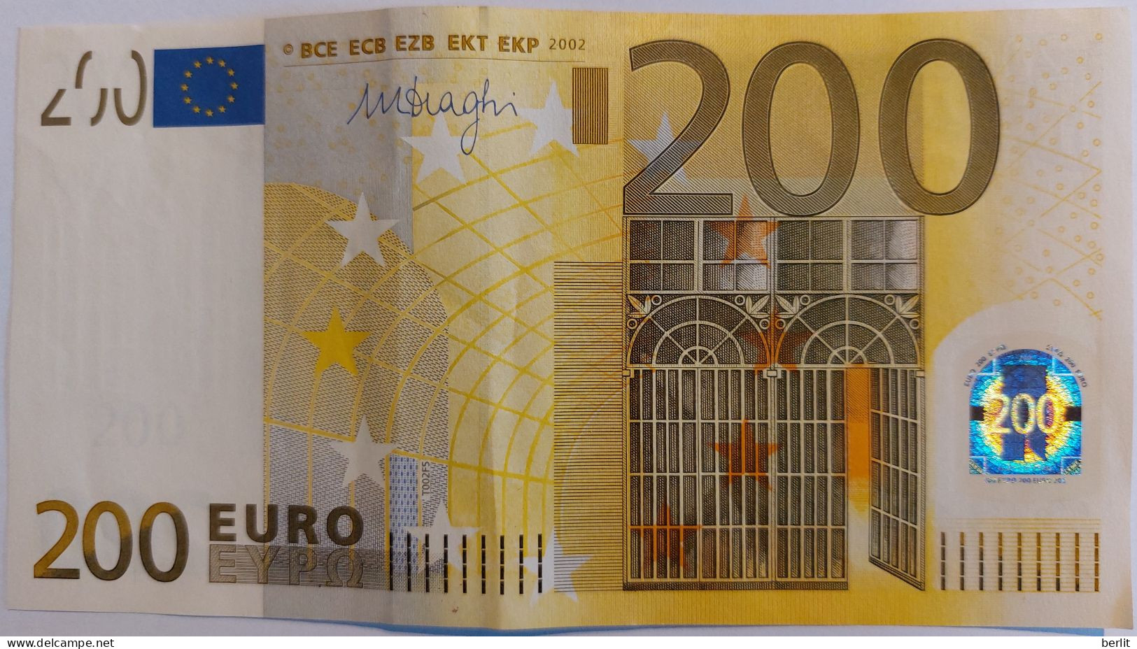 200 EURO 2002 DRAGHI Z BELGIUM T002F5 - 200 Euro