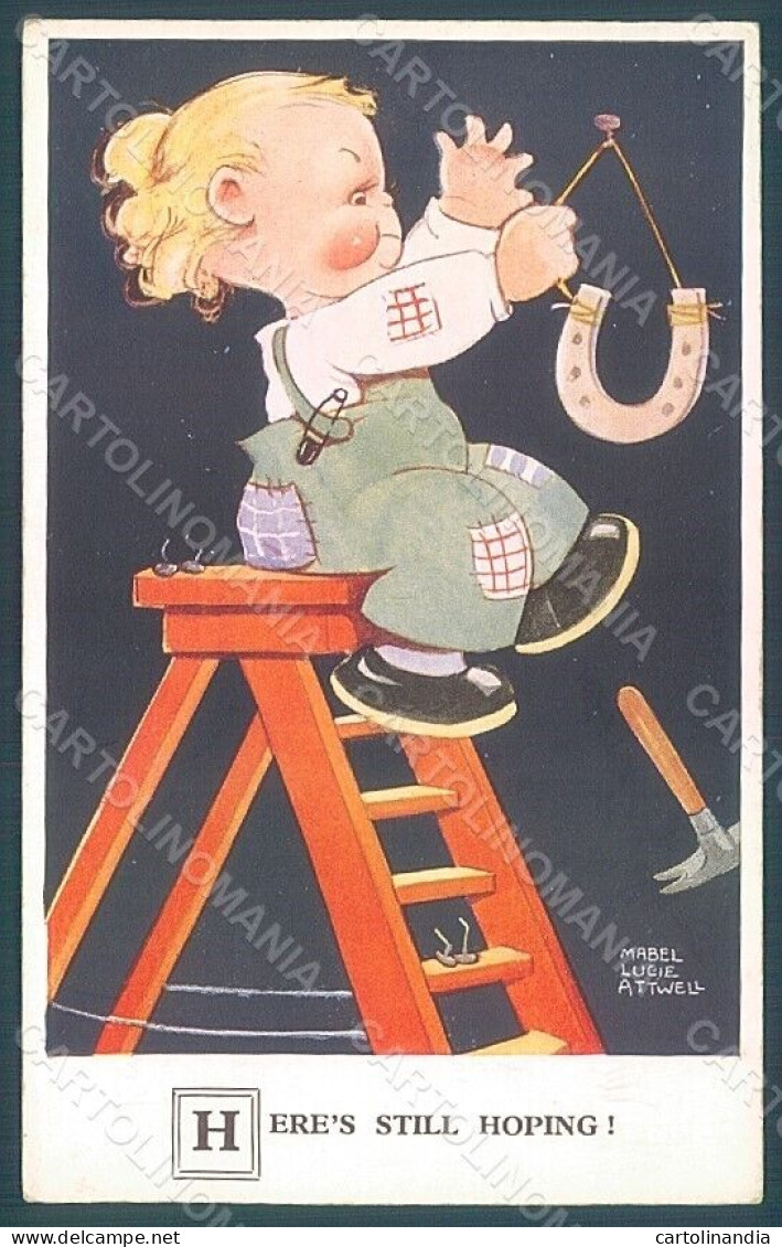 Artist Signed Attwell M. L. Girl Horseshoe Valentine Serie 2831 Postcard HR2520 - Otros & Sin Clasificación