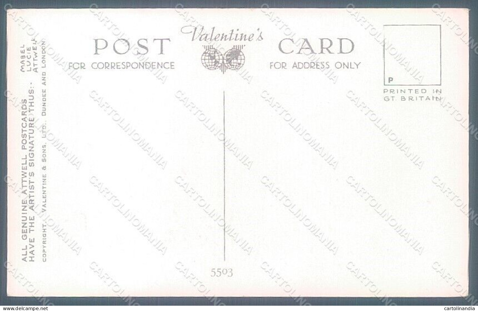 Artist Signed Attwell M. L. Girl Dog Cat Bird Valentine 5503 Postcard HR2521 - Otros & Sin Clasificación