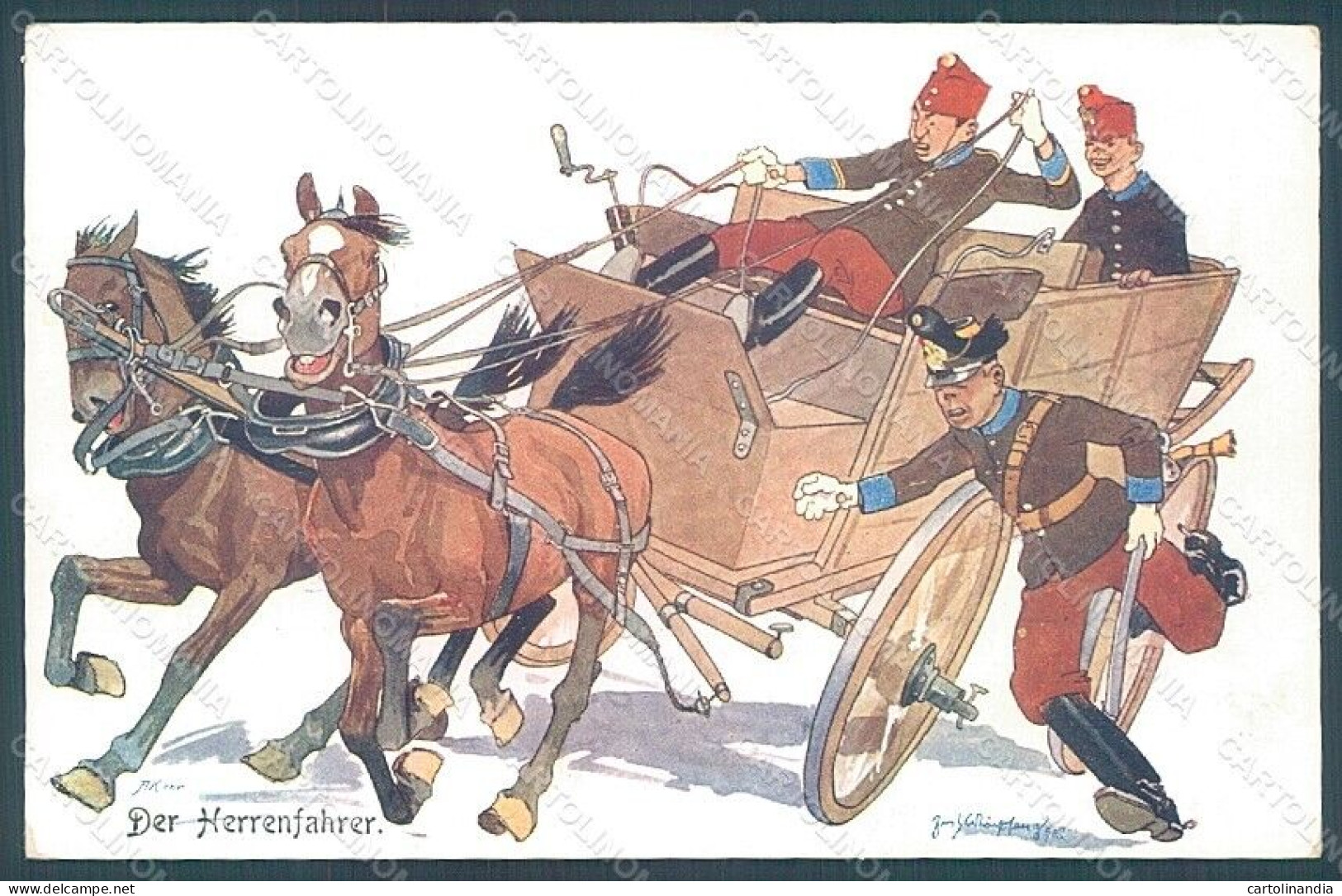 Artist Signed Schoenpflug F. Army Soldier Horse B.K.W.I. 441-2 Postcard HR2481 - Autres & Non Classés