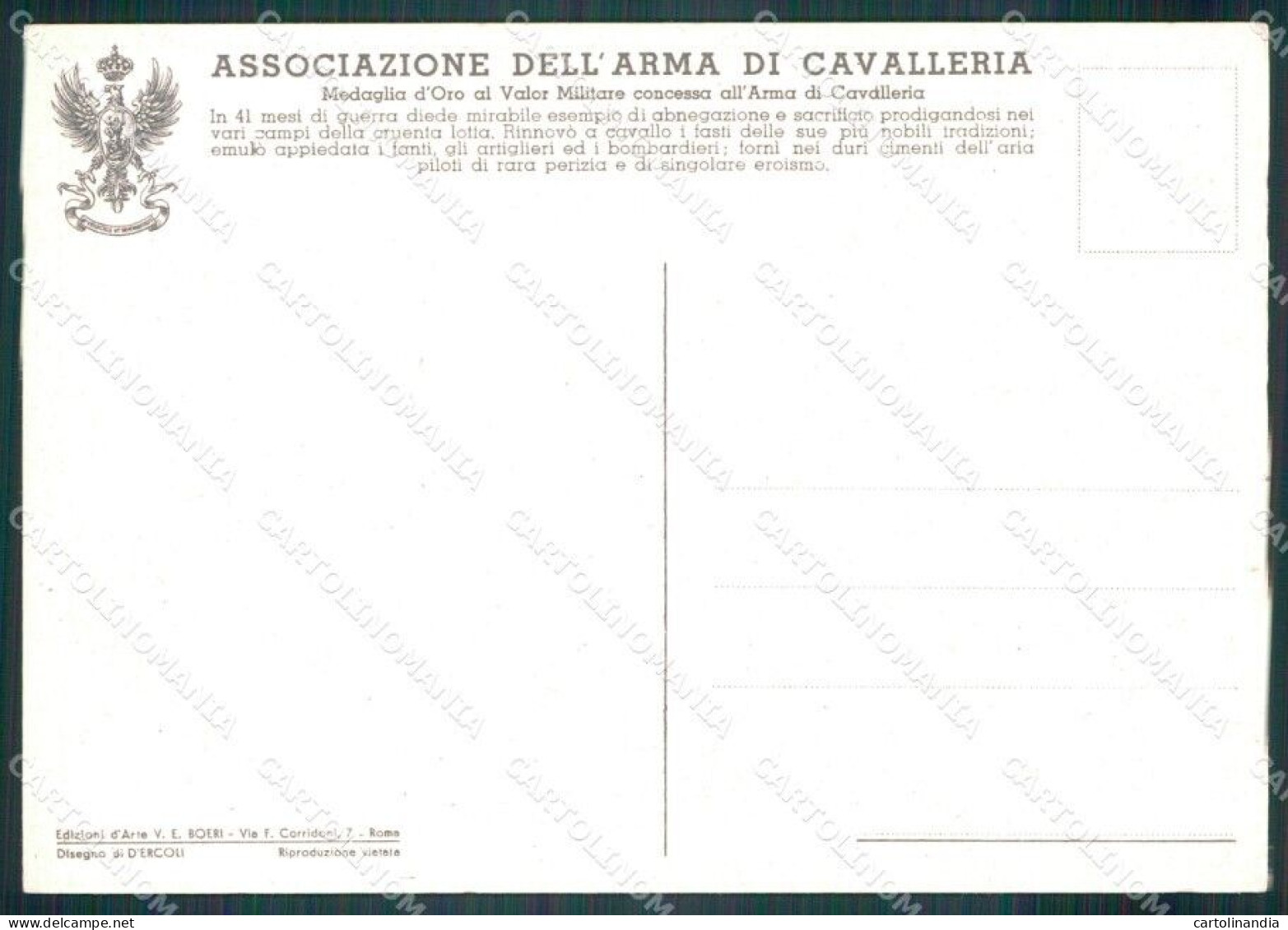 Militari Associazione Arma Di Cavalleria D'Ercoli FG Cartolina XF7130 - Autres & Non Classés