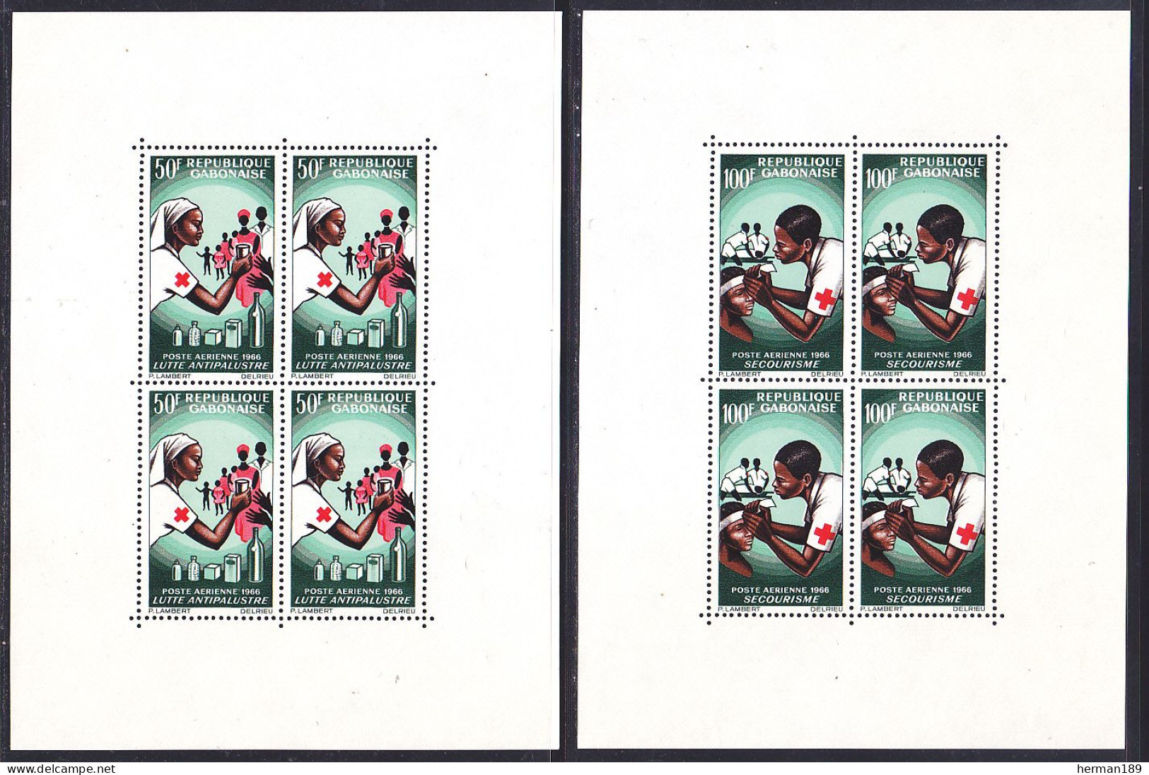 GABON BLOC N°    4 & 5 ** MNH Neufs Sans Charnière, TB (CLR331) Croix Rouge - 1966 - Gabon (1960-...)